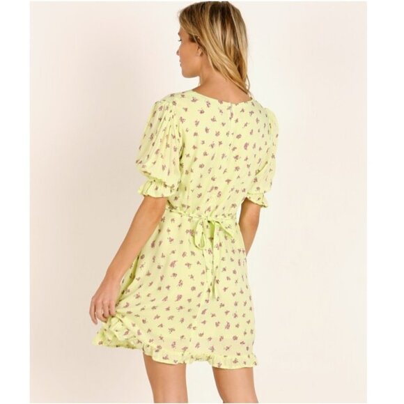 Faithfull the Brand Florence Mini Dress Luda Lime Floral Size Small NWT - Picture 8 of 8